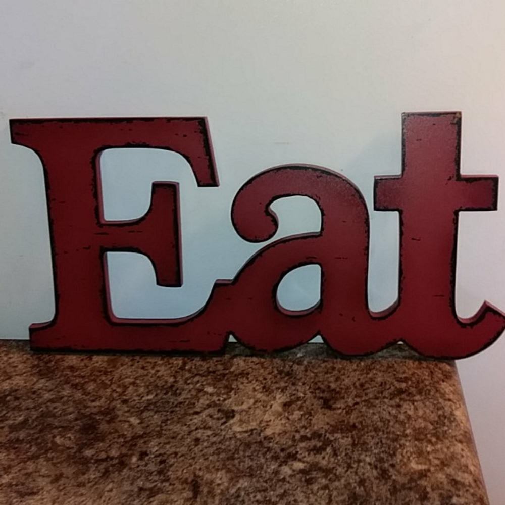 Red rustic "Eat" kitchen sign